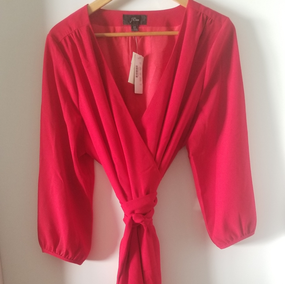 Red J. Crew Plus Wrap Dress